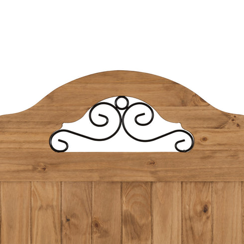 Corona Scroll 4FT6 Bed High Foot End - Distressed Waxed Pine